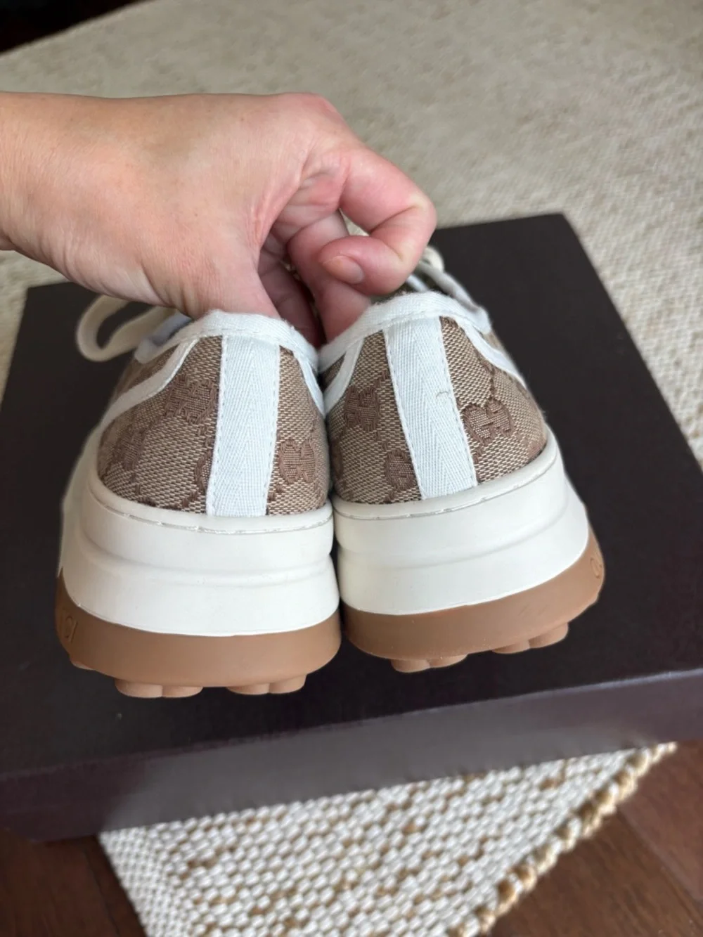 GUCCI GG Canvas Low-Top Platform Sneakers Women’s US 7.5 Tennis Track Style - Picture 6 of 13